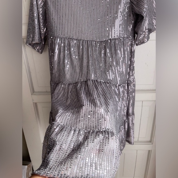 Midi Silver Sequin Dress - Picture 2 of 9